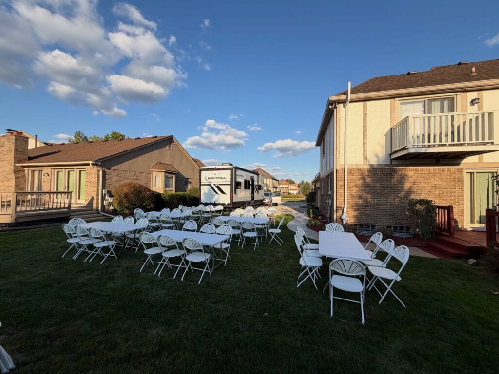 Party Basics tables and chairs rental Oakland County Michigan